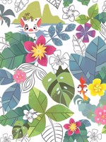 Disney Moana Jungle Pink Green Wallpaper DI0994 by York Wallpaper for sale at Wallpapers To Go