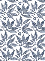 Chokeberry Block Print Navy White Wallpaper FH4062 by York Wallpaper for sale at Wallpapers To Go