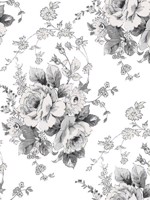 Heritage Rose White Black Wallpaper FH4086 by York Wallpaper for sale at Wallpapers To Go