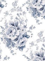 Heritage Rose Navy White Wallpaper FH4087 by York Wallpaper for sale at Wallpapers To Go