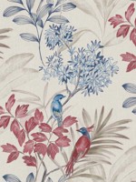 Handpainted Songbird Red Blue Wallpaper TL1925 by York Wallpaper for sale at Wallpapers To Go