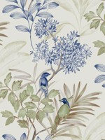 Handpainted Songbird Green Blue Wallpaper TL1928 by York Wallpaper for sale at Wallpapers To Go