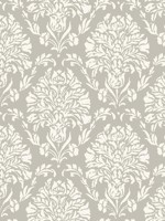 Block Print Damask Gray Wallpaper TL1935 by York Wallpaper for sale at Wallpapers To Go