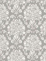 Block Print Damask Dark Gray Wallpaper TL1936 by York Wallpaper for sale at Wallpapers To Go