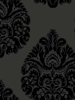 Teardrop Damask Black Wallpaper KT2144 by Ronald Redding Wallpaper for sale at Wallpapers To Go
