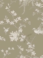 Bird And Blossom Chinoserie Brown Wallpaper KT2172 by Ronald Redding Wallpaper for sale at Wallpapers To Go