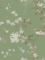 Bird And Blossom Chinoserie Green Wallpaper KT2175 by Ronald Redding Wallpaper for sale at Wallpapers To Go