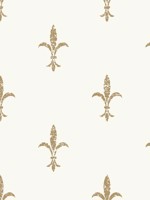 Fleur De Lis White Gold Wallpaper KT2192 by Ronald Redding Wallpaper for sale at Wallpapers To Go