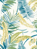 Tropical Toss Aqua Yellow Wallpaper TC2626 by York Wallpaper for sale at Wallpapers To Go