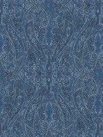 Ascot Damask Blue Wallpaper HO2132 by Ronald Redding Wallpaper for sale at Wallpapers To Go