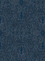 Ascot Damask Dark Blue Wallpaper HO2133 by Ronald Redding Wallpaper for sale at Wallpapers To Go