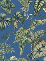 Jungle Cat Blue Wallpaper HO2141 by Ronald Redding Wallpaper for sale at Wallpapers To Go