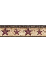 Ennis Maroon Rustic Barn Star Border 312344603 by Chesapeake Wallpaper for sale at Wallpapers To Go