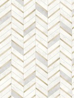Chevron Marble Tile Metallic Gold and Pearl Gray Wallpaper NW39205 by NextWall Wallpaper for sale at Wallpapers To Go