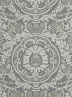 Earl Damask Charcoal Wallpaper T10840 by Thibaut Wallpaper for sale at Wallpapers To Go