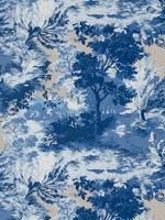 Lincoln Toile Blue and Flax Wallpaper T10864 by Thibaut Wallpaper for sale at Wallpapers To Go