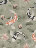 Nobu Green Koi Fish Wallpaper 4035409437 by Advantage Wallpaper for sale at Wallpapers To Go