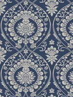 Imperial Damask Navy Silver Wallpaper DM4901 by York Wallpaper for sale at Wallpapers To Go