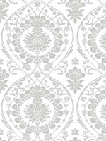 Imperial Damask White Silver Wallpaper DM4905 by York Wallpaper for sale at Wallpapers To Go