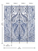 Jaipur Paisley Damas Mural Blue White Mural DM4912M by York Wallpaper for sale at Wallpapers To Go
