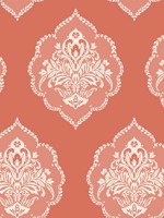Signet Medallion Damask Coral Wallpaper DM4981 by York Wallpaper for sale at Wallpapers To Go