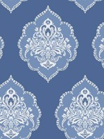 Signet Medallion Damask Blue Wallpaper DM4986 by York Wallpaper for sale at Wallpapers To Go