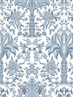 Palmetto Palm Damask Blue Wallpaper DM5012 by York Wallpaper for sale at Wallpapers To Go