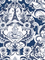 Sadie Navy Parisian Damask Wallpaper 297390885 by A Street Prints Wallpaper for sale at Wallpapers To Go