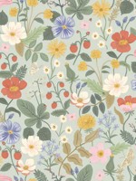 Strawberry Fields Green Pink Wallpaper RP7356 by Rifle Paper Co Wallpaper for sale at Wallpapers To Go
