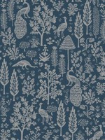 Menagerie Toile Dark Blue Wallpaper RP7372 by Rifle Paper Co Wallpaper for sale at Wallpapers To Go