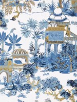 Mystic Garden Blue and White Wallpaper T20821 by Thibaut Wallpaper for sale at Wallpapers To Go