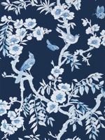 Yukio Navy and White Wallpaper T20844 by Thibaut Wallpaper for sale at Wallpapers To Go