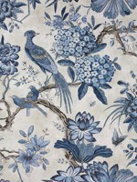 Villeneuve Blue on Flax Fabric AF72994 by Anna French Fabrics for sale at Wallpapers To Go