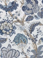 Kalamkari Blue and White Fabric AF78738 by Anna French Fabrics for sale at Wallpapers To Go