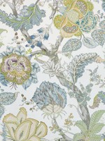 Kalamkari Yellow and Aqua Fabric AF78740 by Anna French Fabrics for sale at Wallpapers To Go