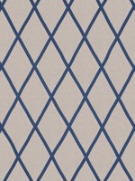 Tarascon Trellis Applique Navy on Natural Fabric AW78713 by Anna French Fabrics for sale at Wallpapers To Go