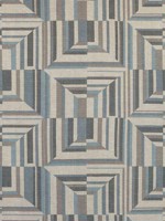 Cubism Spa Blue on Flax Fabric AF9653 by Anna French Fabrics for sale at Wallpapers To Go