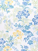 Spring Garden Blue and White Fabric F914336 by Thibaut Fabrics for sale at Wallpapers To Go