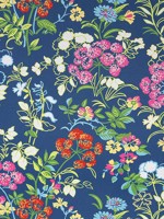 Spring Garden Navy Fabric F914337 by Thibaut Fabrics for sale at Wallpapers To Go