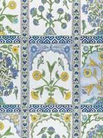 Indian Panel Blue and Yellow Fabric F910628 by Thibaut Fabrics for sale at Wallpapers To Go