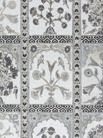 Indian Panel Black and White Fabric F910630 by Thibaut Fabrics for sale at Wallpapers To Go