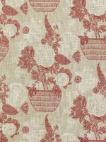 Tullamore Red and Cream Fabric F972590 by Thibaut Fabrics for sale at Wallpapers To Go