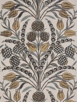 Corneila Grey and Gold Fabric F972604 by Thibaut Fabrics for sale at Wallpapers To Go