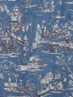 Cheng Toile Navy Fabric F975465 by Thibaut Fabrics for sale at Wallpapers To Go