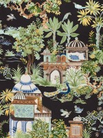 Mystic Garden Black Fabric F920825 by Thibaut Fabrics for sale at Wallpapers To Go