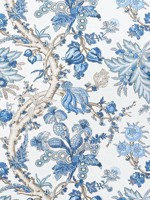 Chatelain Blue and White Fabric F910846 by Thibaut Fabrics for sale at Wallpapers To Go