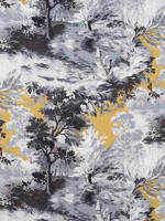 Lincoln Toile Yellow and Grey Fabric F910869 by Thibaut Fabrics for sale at Wallpapers To Go
