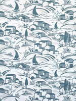 Landmark Cadet and Grey Fabric W73522 by Thibaut Fabrics for sale at Wallpapers To Go