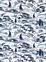 Landmark Navy and Sky Fabric W73524 by Thibaut Fabrics for sale at Wallpapers To Go
