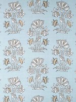 Lily Flower Spa Blue Fabric F913201 by Thibaut Fabrics for sale at Wallpapers To Go